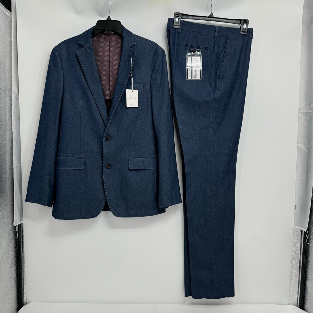 NWT  Ralph Ralph Lauren Men's Lightweight Denim Cotton Suit 38R 32W Dark Denim